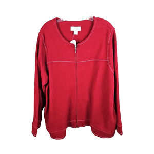 CJ Banks Sweater Size 2XL cardigan Red Long Sleeve cotton warm jacket blazer